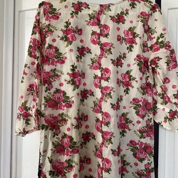 Handmade in France - Floral sheath dress with pockets. Size S - Picture 6 of 6